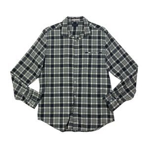 Good Man Shirt Men Medium Charcoal White Western Long Sleeve Checkered Button Up